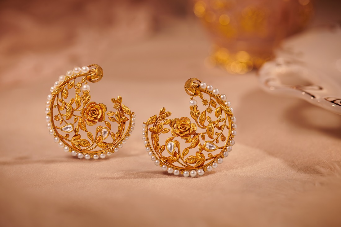Crescent Rose Earrings from Rouge Collection by Zoya - A TATA Product