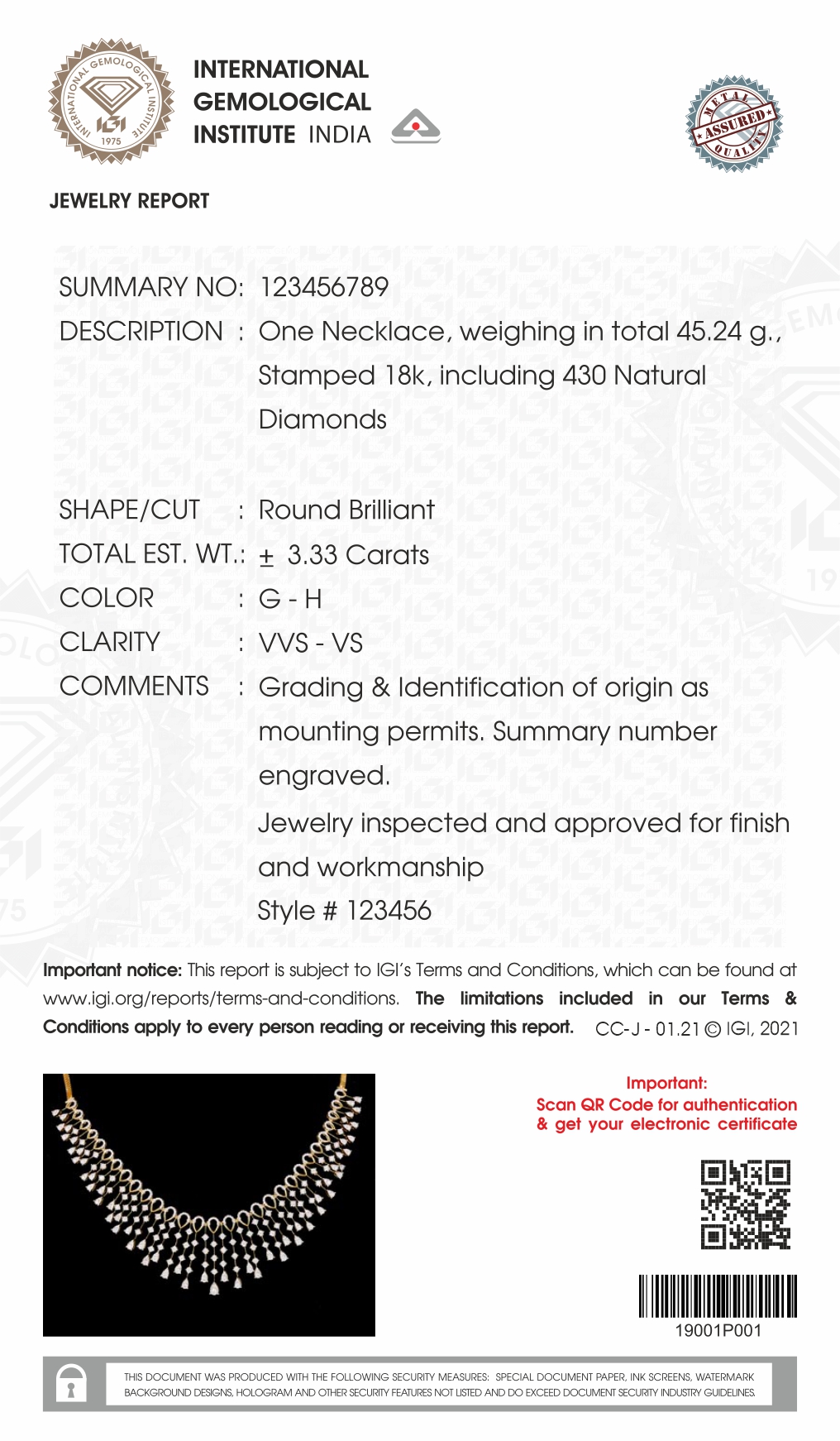 IGI Jewellery Report
